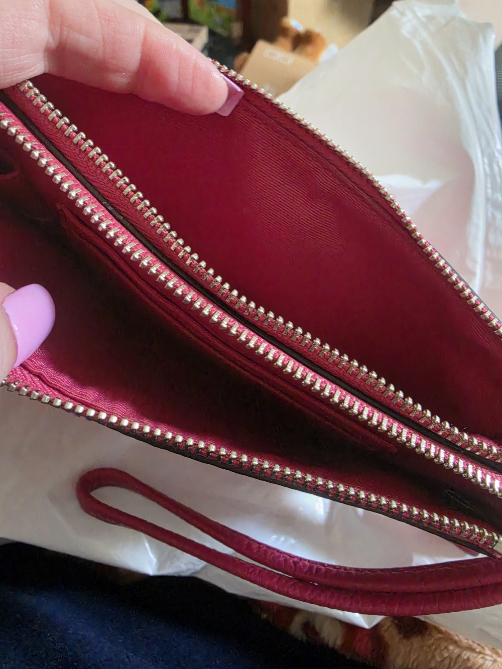 COACH Pink Leather Double Zip Pouch - Picture 10 of 12
